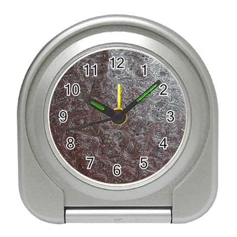 Leather Look & Skins Black And Brown Floral Travel Alarm Clock from ArtsNow.com Front