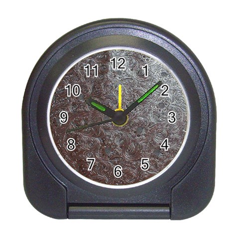 Leather Look & Skins Black And Brown Floral Travel Alarm Clock from ArtsNow.com Front