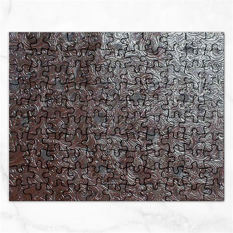 Leather Look & Skins Black And Brown Floral Jigsaw Puzzle (Rectangular) from ArtsNow.com Front