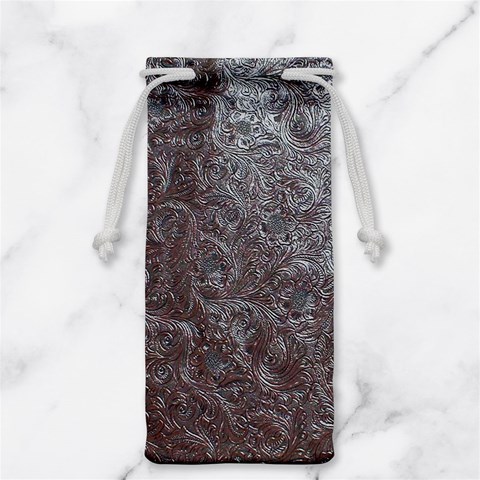 Leather Look & Skins Black And Brown Floral Jewelry Bag from ArtsNow.com Front