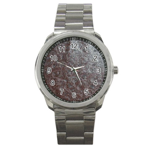 Leather Look & Skins Black And Brown Floral Sport Metal Watch from ArtsNow.com Front