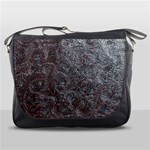 Leather Look & Skins Black And Brown Floral Messenger Bag