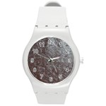 Leather Look & Skins Black And Brown Floral Round Plastic Sport Watch Medium