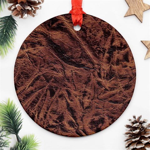 Leather Look & Skins Bark Brown Ornament (Round) from ArtsNow.com Front