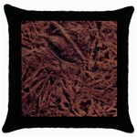 Leather Look & Skins Bark Brown Throw Pillow Case (Black)