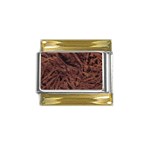 Leather Look & Skins Bark Brown Gold Trim Italian Charm (9mm)
