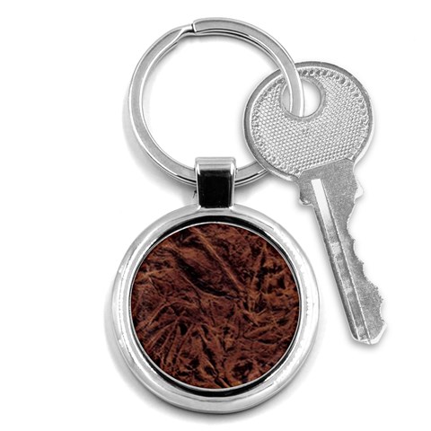 Leather Look & Skins Bark Brown Key Chain (Round) from ArtsNow.com Front