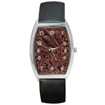 Leather Look & Skins Bark Brown Barrel Style Metal Watch
