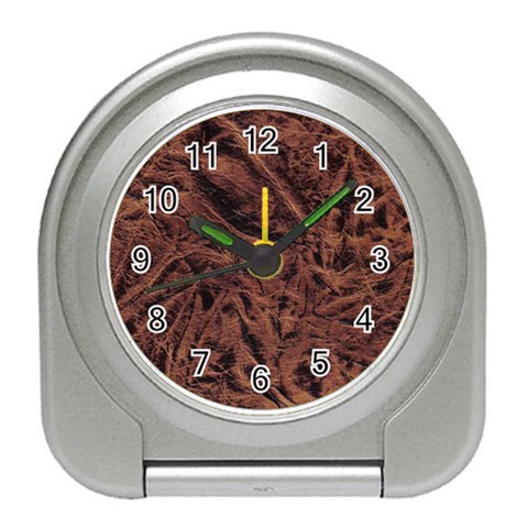 Leather Look & Skins Bark Brown Travel Alarm Clock from ArtsNow.com Front