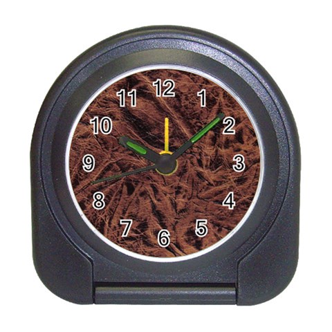 Leather Look & Skins Bark Brown Travel Alarm Clock from ArtsNow.com Front