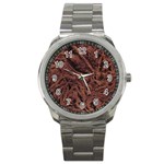 Leather Look & Skins Bark Brown Sport Metal Watch