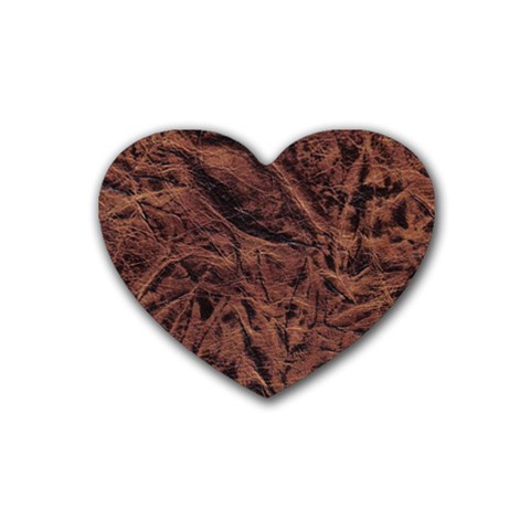 Leather Look & Skins Bark Brown Rubber Coaster (Heart) from ArtsNow.com Front