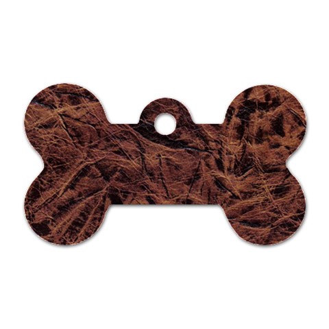 Leather Look & Skins Bark Brown Dog Tag Bone (One Side) from ArtsNow.com Front