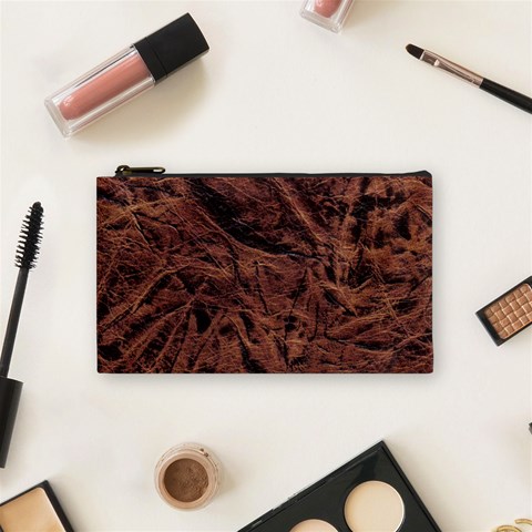 Leather Look & Skins Bark Brown Cosmetic Bag (Small) from ArtsNow.com Front