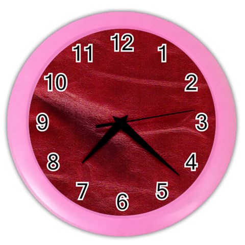 Leather Look & Skins Absolute Red Color Wall Clock from ArtsNow.com Front