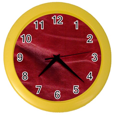 Leather Look & Skins Absolute Red Color Wall Clock from ArtsNow.com Front