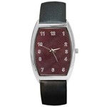 Leather Look & Skins  Cowhide Brown Barrel Style Metal Watch