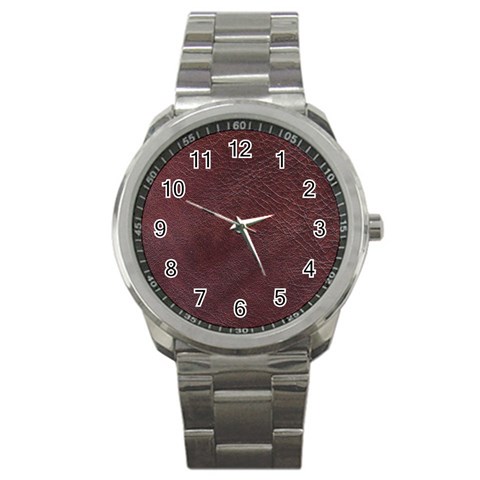Leather Look & Skins  Cowhide Brown Sport Metal Watch from ArtsNow.com Front