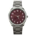 Leather Look & Skins  Cowhide Brown Sport Metal Watch