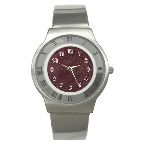 Leather Look & Skins  Cowhide Brown Stainless Steel Watch from ArtsNow.com Front
