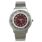 Leather Look & Skins  Cowhide Brown Stainless Steel Watch