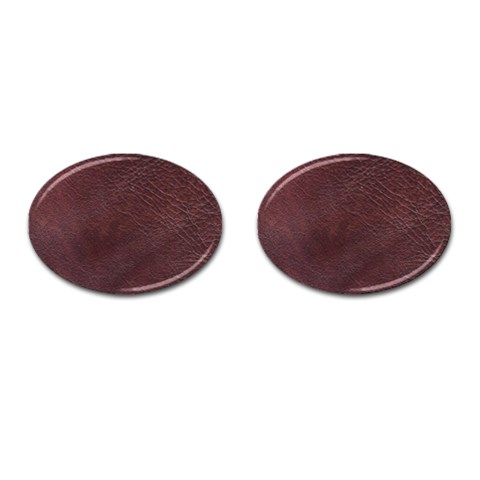 Leather Look & Skins  Cowhide Brown Cufflinks (Oval) from ArtsNow.com Front(Pair)