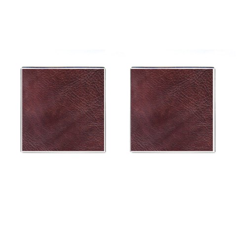 Leather Look & Skins  Cowhide Brown Cufflinks (Square) from ArtsNow.com Front(Pair)