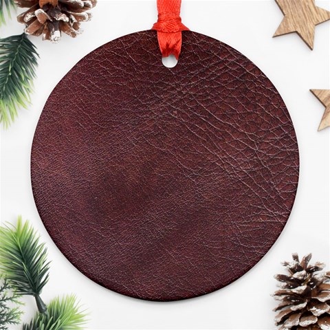 Leather Look & Skins  Cowhide Brown Round Ornament (Two Sides) from ArtsNow.com Back
