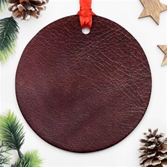 Leather Look & Skins  Cowhide Brown Round Ornament (Two Sides) from ArtsNow.com Back