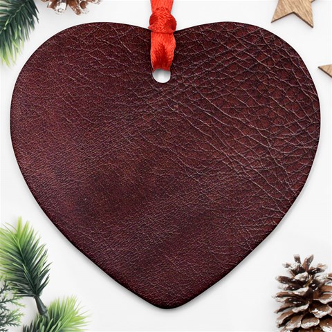 Leather Look & Skins  Cowhide Brown Heart Ornament (Two Sides) from ArtsNow.com Front