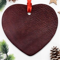 Leather Look & Skins  Cowhide Brown Heart Ornament (Two Sides) from ArtsNow.com Front