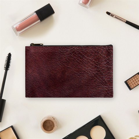 Leather Look & Skins  Cowhide Brown Cosmetic Bag (Small) from ArtsNow.com Front