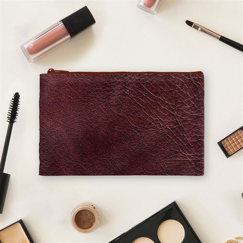 Leather Look & Skins  Cowhide Brown Cosmetic Bag (Medium) from ArtsNow.com Front