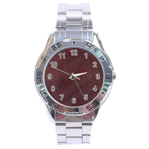 Leather Look & Skins  Cowhide Brown Stainless Steel Analogue Men’s Watch from ArtsNow.com Front