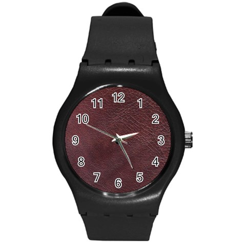Leather Look & Skins  Cowhide Brown Round Plastic Sport Watch Medium from ArtsNow.com Front