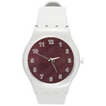 Leather Look & Skins  Cowhide Brown Round Plastic Sport Watch Medium