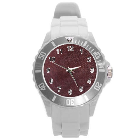 Leather Look & Skins  Cowhide Brown Round Plastic Sport Watch Large from ArtsNow.com Front