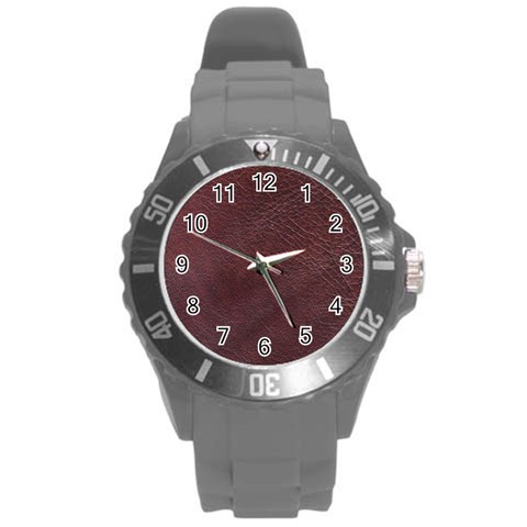 Leather Look & Skins  Cowhide Brown Round Plastic Sport Watch Large from ArtsNow.com Front