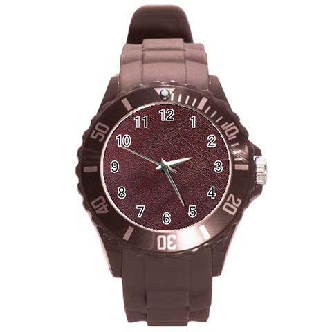 Leather Look & Skins  Cowhide Brown Round Plastic Sport Watch Large from ArtsNow.com Front
