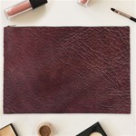 Leather Look & Skins  Cowhide Brown Cosmetic Bag (XXL)