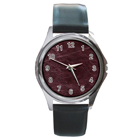 Leather Look & Skins  Capri Cranberry Round Metal Watch from ArtsNow.com Front