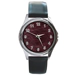 Leather Look & Skins  Capri Cranberry Round Metal Watch