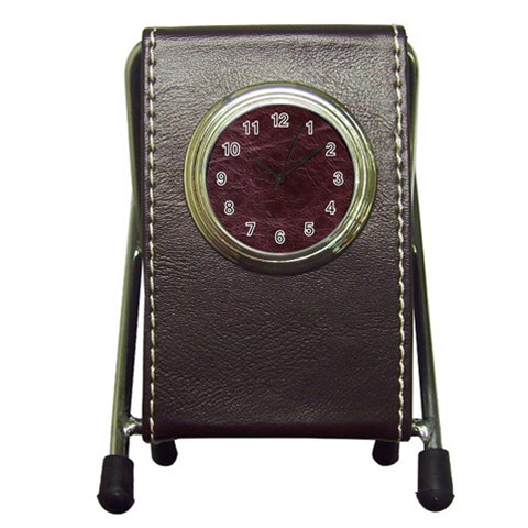 Leather Look & Skins  Capri Cranberry Pen Holder Desk Clock from ArtsNow.com Front