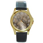 Ll Brown Round Gold Metal Watch