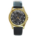 Ll Black Round Gold Metal Watch