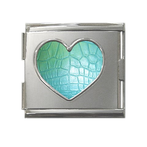 Ll Blue Mega Link Heart Italian Charm (18mm) from ArtsNow.com Front