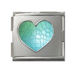 Ll Blue Mega Link Heart Italian Charm (18mm)