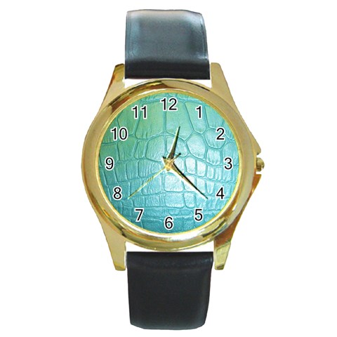 Ll Blue Round Gold Metal Watch from ArtsNow.com Front