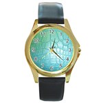 Ll Blue Round Gold Metal Watch
