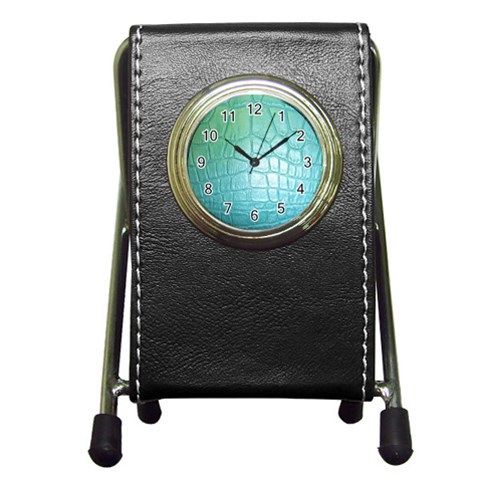 Ll Blue Pen Holder Desk Clock from ArtsNow.com Front